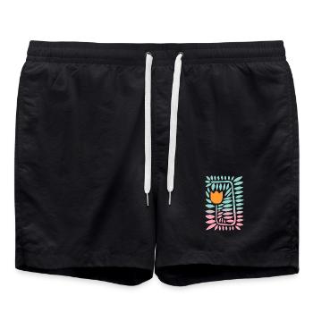 Gradient tulip - turquoise - Swim Trunks - black - Front - AI Model Male 185 light (185cm)