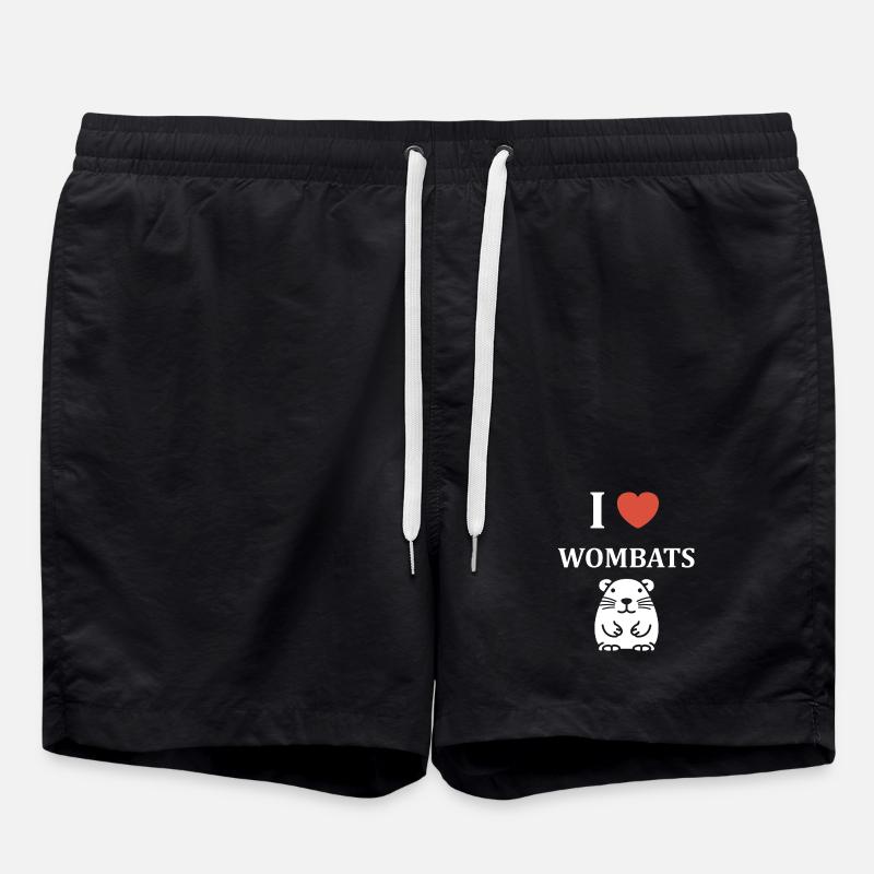 Ich liebe Wombats - Badeshorts - Schwarz