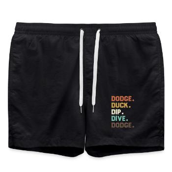 Séquence de mots rétro Dodgeball Duck Dip Dive - Short de bain - noir - Devant - AI Model Male 185 light (185cm)