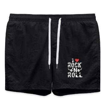 I Love Rock 'N Roll Music Guitar Rock Band - Badeshorts - Schwarz - Vorne - AI Model Male 185 light (185cm)