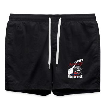 Norway Fishing Tour - Angler Gift - Swim Trunks - black - Front - AI Model Male 185 light (185cm)