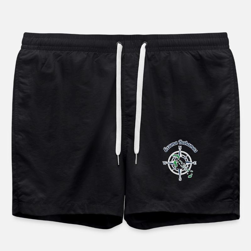 Exuma Bahamas Kompass Grafik - Badeshorts - Schwarz