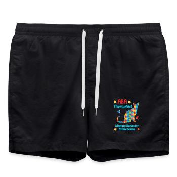 L’équipe de l’autisme : Forts ensemble - Short de bain - noir - Devant - AI Model Male 185 light (185cm)