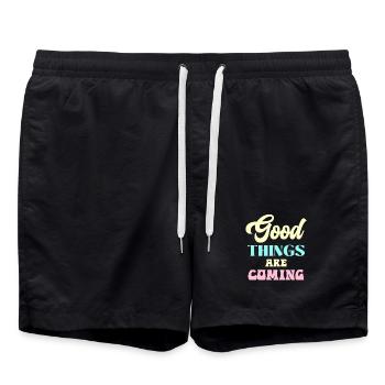 Good Things Are Coming Pastel Retro - Swim Trunks - black - Front - AI Model Male 185 light (185cm)