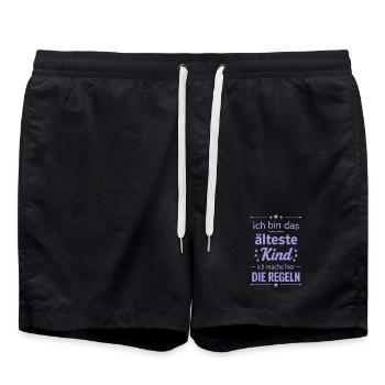 Lustiger Spruch mittleres Kind Familie - Badeshorts - Schwarz - Vorne - AI Model Male 185 light (185cm)