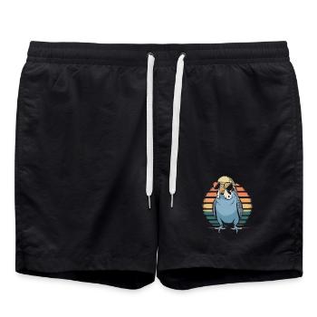 Colorful budgie - Swim Trunks - black - Front - AI Model Male 185 light (185cm)