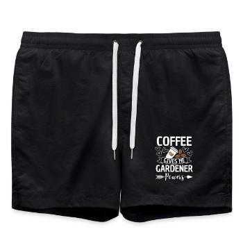 Kaffee verleiht Gärtnern Kräfte - Badeshorts - Schwarz - Vorne - AI Model Male 185 light (185cm)