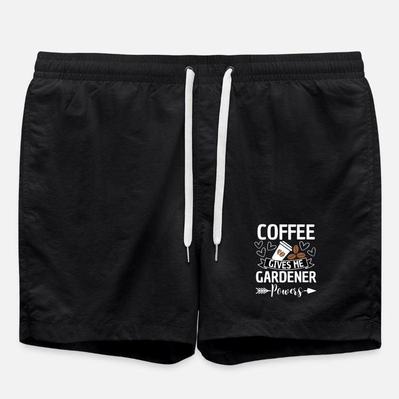 Kaffee verleiht Gärtnern Kräfte - Badeshorts - Schwarz