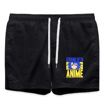 Anime Manga Otaku Kawaii Japon Cosplay Bande dessinée - Short de bain - noir - Devant - AI Model Male 185 light (185cm)