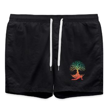 Yoga Tree Figure in Rainbow - Swim Trunks - black - Front - AI Model Male 185 light (185cm)