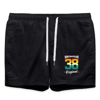 38 Birthday - Swim Trunks - black - Front - AI Model Male 185 light (185cm)
