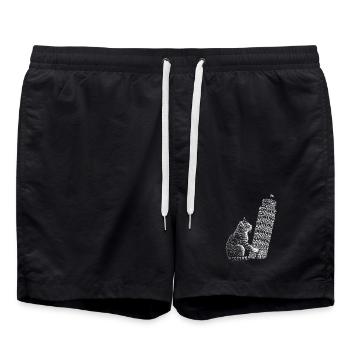 Chat à la Tour de Pise - Short de bain - noir - Devant - AI Model Male 185 light (185cm)