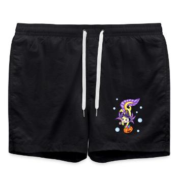 Halloween Axolotl Witch Pumpkin - Swim Trunks - black - Front - AI Model Male 185 light (185cm)