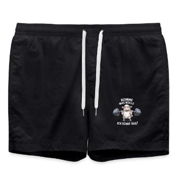 Ich Schaf das – Lustiges Fitness Schaf - Badeshorts - Schwarz - Vorne - AI Model Male 185 light (185cm)