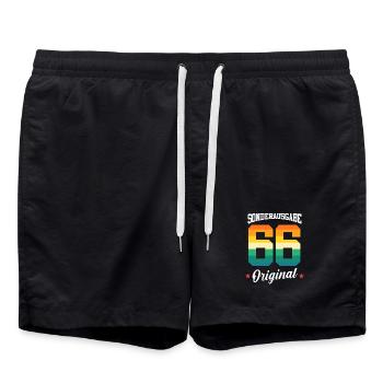 66 Birthday - Swim Trunks - black - Front - AI Model Male 185 light (185cm)