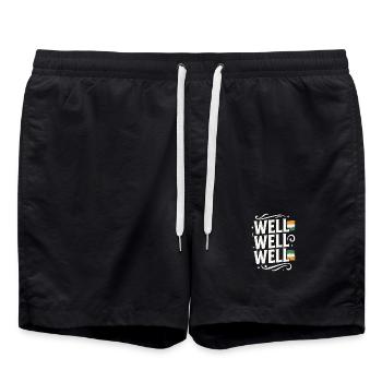 Well Well Well mit indischer Flagge - Badeshorts - Schwarz - Vorne - AI Model Male 185 light (185cm)