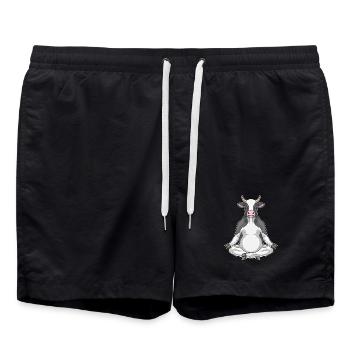 Kuh Yoga Fitness Meditation - Badeshorts - Schwarz - Vorne - AI Model Male 185 light (185cm)