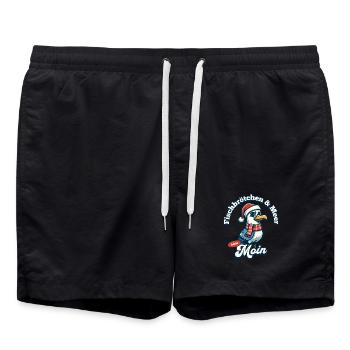 Sandwich au poisson et mouette avec chapeau de Père Noël - Short de bain - noir - Devant - AI Model Male 185 light (185cm)