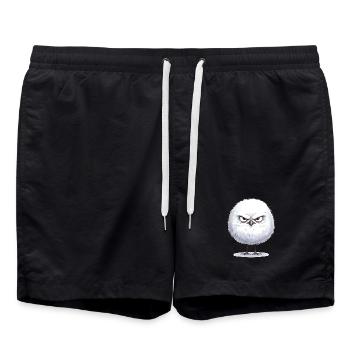 Grimmige runde Möwe  - Badeshorts - Schwarz - Vorne - AI Model Male 185 light (185cm)