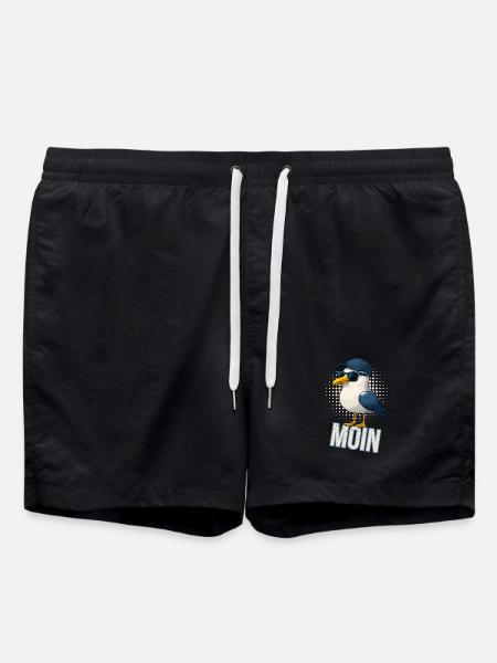 Moin - Möwe mit Sonnenbrille - Badeshorts - Schwarz