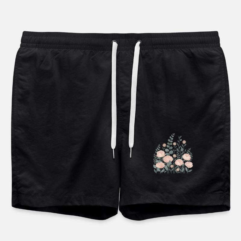 Boho Flowers – Blooming Harmony - Swim Trunks - black