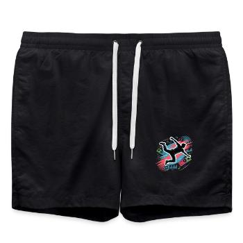Streetdance Beat – Urban DJ Music Design - Swim Trunks - black - Front - AI Model Male 185 light (185cm)