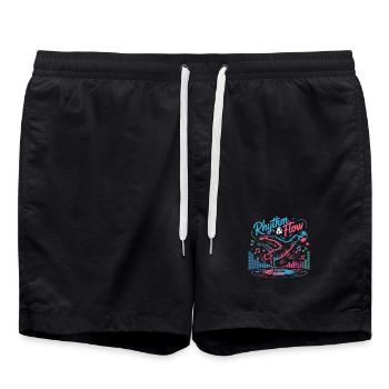 Streetdance Beat – Urban DJ Music Design - Swim Trunks - black - Front - AI Model Male 185 light (185cm)