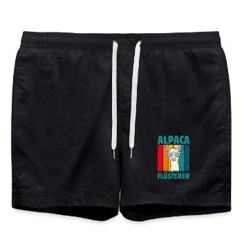 Alpaca Fan ALPACA FLÜSTERER Lama Lustiges - Swim Trunks - black - Front - AI Model Male 185 light (185cm)