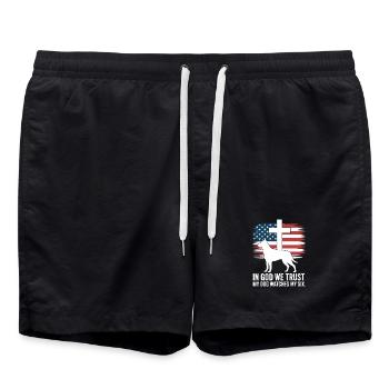En Dieu, nous avons confiance que mon chien veille à mes six croix - Short de bain - noir - Devant - AI Model Male 185 light (185cm)