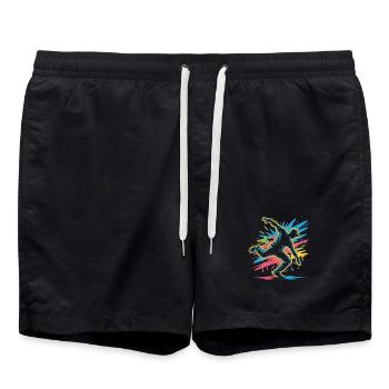 Streetdance Beat – Urban DJ Music Design - Swim Trunks - black - Front - AI Model Male 185 light (185cm)