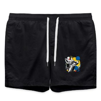 Artistic fox nature lover - Swim Trunks - black - Front - AI Model Male 185 light (185cm)