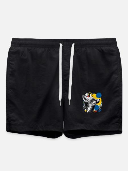 Artistic fox nature lover - Swim Trunks - black