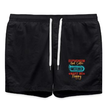 Euphonium Coffee Make Me Happy Baritone Marching - Swim Trunks - black - Front - AI Model Male 185 light (185cm)