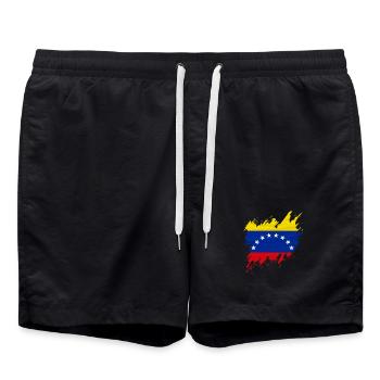 Flag of Venezuela, torn style - Swim Trunks - black - Front - AI Model Male 185 light (185cm)