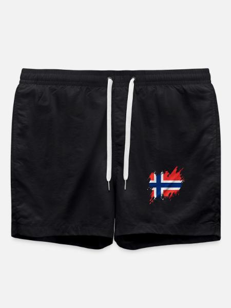 Norwegian flag, torn style - Swim Trunks - black