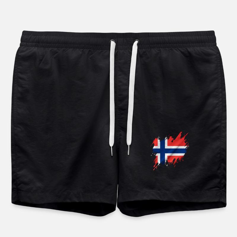 Norwegian flag, torn style - Swim Trunks - black
