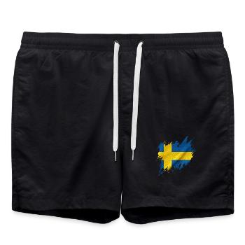 Drapeau de la Suède, style déchiré - Short de bain - noir - Devant - AI Model Male 185 light (185cm)