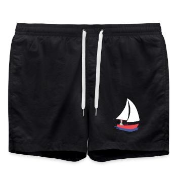 Voilier design nautique Serenity en coque rouge - Short de bain - noir - Devant - AI Model Male 185 light (185cm)