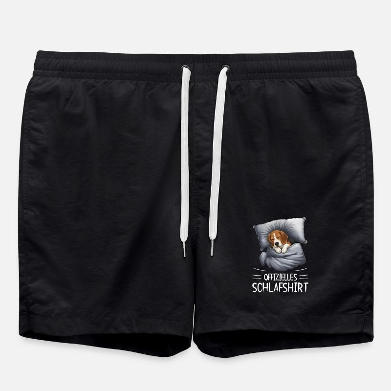 Beagle Schlafshirt Kuscheldecke - Badeshorts - Schwarz