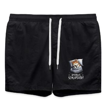 Sleeping Corgi Akita Dog Snuggle T-Shirt - Swim Trunks - black - Front - AI Model Male 185 light (185cm)