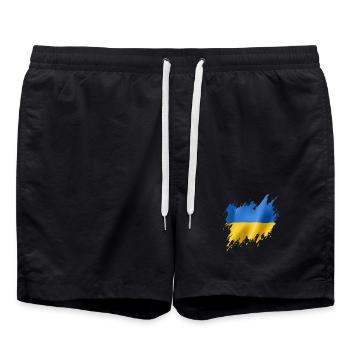 Flagge der Ukraine, zerrissener Stil - Badeshorts - Schwarz - Vorne - AI Model Male 185 light (185cm)