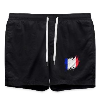 Flagge Frankreichs, zerrissen Stil - Badeshorts - Schwarz - Vorne - AI Model Male 185 light (185cm)