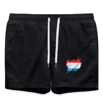 Luxemburger Flagge, Rissenstil - Badeshorts - Schwarz - Vorne - AI Model Male 185 light (185cm)