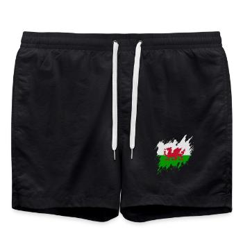 Flagge von Wales, Rissen-Stil - Badeshorts - Schwarz - Vorne - AI Model Male 185 light (185cm)