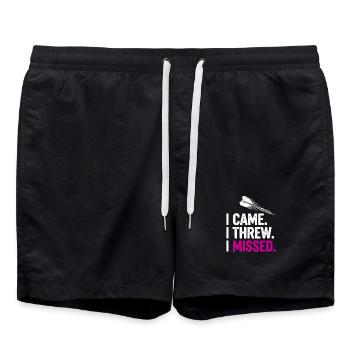 I Came. I Threw. Missed. - Swim Trunks - black - Front - AI Model Male 185 light (185cm)