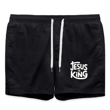 Jésus est roi Croix chrétienne Foi - Short de bain - noir - Devant - AI Model Male 185 light (185cm)