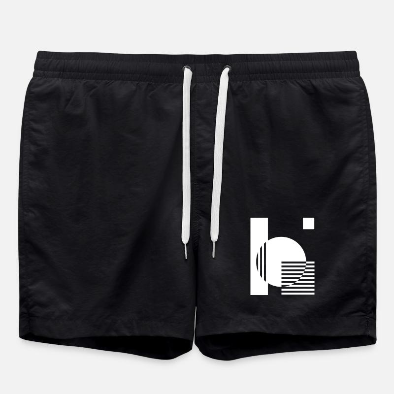 Rayures géométriques mono cercle - Short de bain - noir
