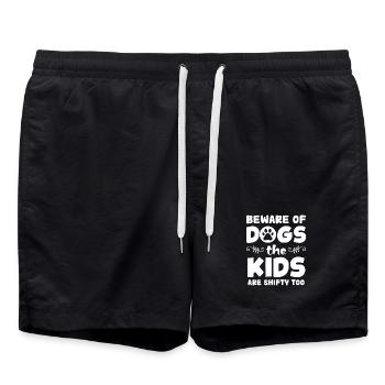 Warnung Hunde Kinder sind frech - Badeshorts - Schwarz - Vorne - AI Model Male 185 light (185cm)
