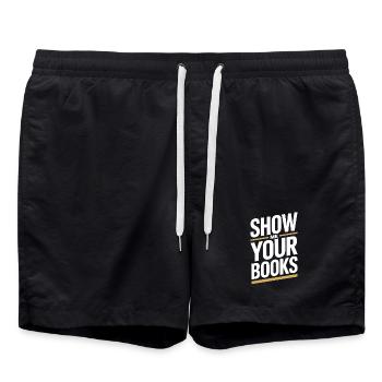 Show Me Your Books Leseratte Buch Lesen Bücher - Badeshorts - Schwarz - Vorne - AI Model Male 185 light (185cm)