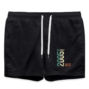Novembre 2005 Vintage Rétro Anniversaire - Short de bain - noir - Devant - AI Model Male 185 light (185cm)